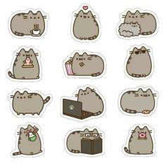 many different kinds of cats stickers on a white background