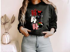 Ho Ho Ho  Disney Christmas Mickey Mouse Sweatshirt Mickey Mouse Navidad, Christmas Mickey Mouse, Reddish Hair, Diy Christmas Sweater, Strong Person, Christmas Mickey, Mickey Mouse Sweatshirt, Ho Ho Ho, Disney Christmas