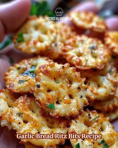 garlic bread ritz bites recipe in hand