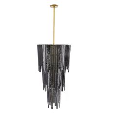 a black chandelier hanging from a ceiling