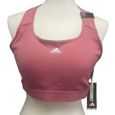 New Adidas Large 44dd Cup Medium Support Removeable Pads Training Sports Bra This Cool Bra Is New With The Tags, Elastic Measures Approx 14" Across Unstretched, Original Retail Price On Tag: $35 Fitted Pink Adidas Activewear, Pink Adidas Moisture-wicking Activewear, Pink Adidas Activewear For Training, Pink Moisture-wicking Adidas Activewear, Pink Adidas Activewear For Sports, Adidas Pink Moisture-wicking Activewear, Adidas Pink Activewear For Training, Adidas Pink Activewear For Sports, Adidas Stretch Breathable Activewear