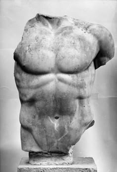 a black and white photo of a man's torso, with no shirt on