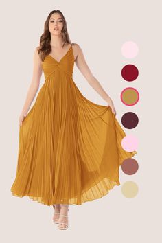 Flutter away in Raychelle, our ankle length chiffon dress. She features a flattering V-neckline with a pleated twist front. Her flowy sunburst pleated skirt is perfect to spin and dance the night away. Bridesmaid Dresses Ankle Length, Dusty Rose Dress, Chiffon Bridesmaid Dresses, Azazie Bridesmaid Dresses, Guest Attire, Ankle Length Dress, Dress Dusty, Chiffon Bridesmaid, Guest Outfit