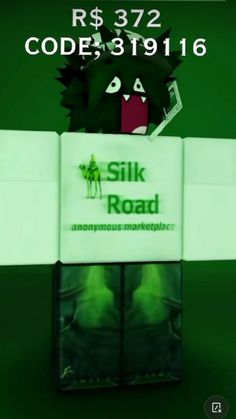 an advertisement for silk road on the back of a cell phone with green and white background