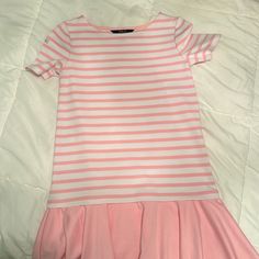 Nwot. Super Soft Polo Dress. Pink And White Stripes. Flouncy Pink Bottom. Pink Playful Short Sleeve Mini Dress, Pink Playful Mini Dress With Short Sleeves, Playful Pink Mini Dress With Short Sleeves, Playful Striped Short Sleeve Dress, Striped Mini Dress With Ruffles And Short Sleeves, Playful Cotton Mini Dress With Short Sleeves, Pink Bottom, Pink And White Stripes, Ralph Lauren Dresses