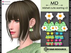 Sims 4 Cc Cute Earrings, Sims 4 Earring Cc, Sims 4 Cc Earrings, Aretes Aesthetic, Asian Sims, Mod Earrings, Pastel Jewelry, Goth Choker, Dream List