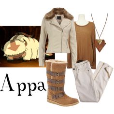 an image of a woman's outfit and boots on display with the words appa