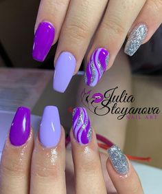 nail designs acrylic butterfly| nail designs acrylic taurus Strength Nails, Purple And Silver Nails, Ongles Gel Violet, Purple Gel Nails, Nails Goth, Nails Extra, Purple Acrylic Nails, Gel Nail Art Designs