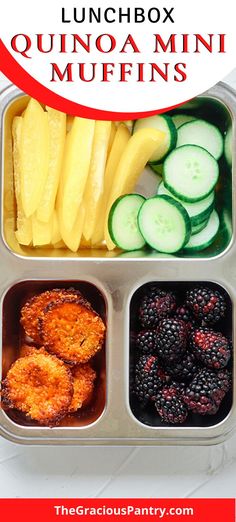 lunch box quinoa mini muffins with berries and cucumbers in it