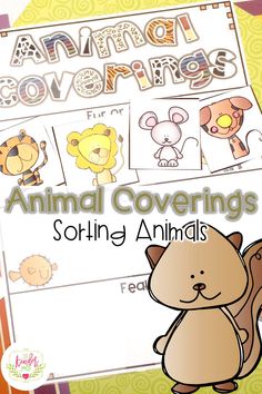 animal coverings for sorting animals with the text animal coverings on it and an image of