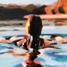 a painting of a person in the water