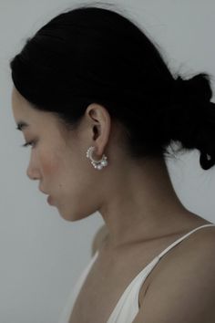 Meet the demi pearl hoop earring from a.b. ellie. a sweet mini pearl hoop adorned with small and medium size freshwater pearls. the perfect accessory for you big day!    details:    - 14k gold plated  - handcrafted in the usa Golden Hoops, Pearl Hoop Earrings, Jewelry Earrings Hoops, Medium Size, Big Day, Designing Women, Freshwater Pearls, Ear Cuff, Gold Earrings