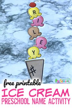 an ice cream themed name activity for kids