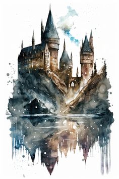 hog potter's castle is shown in this watercolor painting