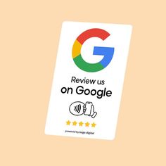 the google review us on google sticker is shown in front of an orange background