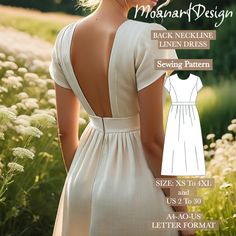 the back view of a woman's dress sewing pattern