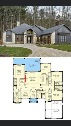 the floor plan for this modern house is very large and has lots of space to put in