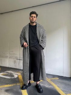 Checkered Coat Outfit, Men's Winter Fashion, Checkered Coat, Coat Outfit