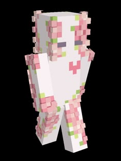 an image of a pink and green pixellated figure