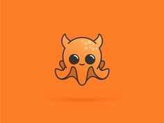 an orange background with a cute little creature on it's face and two big eyes