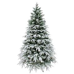 a white christmas tree with snow on it