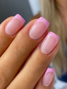 Summa Nails, Italy Nails, Cutest Nails, Pink Tip Nails, Simple Gel Nails, Polygel Nails