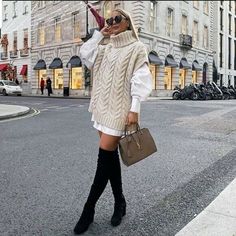 Knit Sweater Outfit, Mode Kimono, Outfit Trends, Outfit Combinations, Casual Winter Outfits