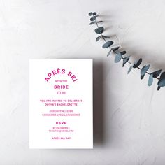 Après Ski With The Bride Be Hot Pink Bachelorette Invitation Hot Pink Bachelorette, Theme Bachelorette Party, Ski Party, Event Details