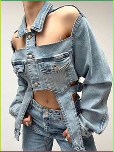 Jean Ideas, Denim Streetwear, Trendy Denim, Fashion Hacks, Denim Trends, Cropped Denim Jacket, Maxi Dresses Casual, Festival Dress, Shoulder Design