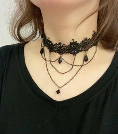 Material: Lace Fashion Element: Tassel Style: New Chinese Style Women Grunge, White Lace Choker, Women Characters, Black Lace Choker Necklace, Black Lace Choker, Lace Choker Necklace, Lace Choker, Handmade Jewelry Necklace, Securely Attached