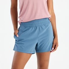 An easy-to-wear staple that you can toss on for cruising around town  hitting the trails or heading to the beach  the women's Free Fly Pull-On Breeze shorts are light  airy and packed with stretch. Active Outfits, Pacific Blue, Comfy Shorts, Casual Everyday, Short Girls, Athletic Shorts, Spandex Fabric, Warm Weather, Short Outfits