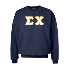 This crewneck sweatshirt with sewn-on letters is a wardrobe staple. Represent Sigma Chi with pride and style! This sweatshirt is made of a 90/10 cotton/polyester blend and has two-layer twill stitched letters. Stitched Letters, Sigma Chi, Wardrobe Staples, Crewneck Sweatshirt, Crew Neck Sweatshirt, Crew Neck, Navy, Wardrobe, Sweatshirts