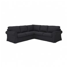 a black sectional couch on a white background