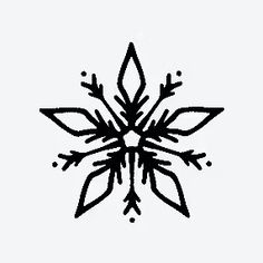 a black and white drawing of a snowflake on a white background in the shape of a flower