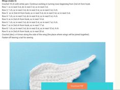 the crochet angel wings pattern is shown