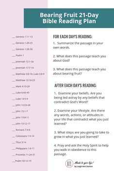 the rest - 2 - day bible reading plan for each day's reading