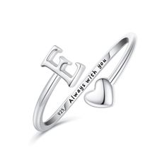 PRICES MAY VARY. 【Excellent Design】：Sterling silver heart initial rings for teen girls women are stylish and dainty. The combination of heart and letters adds more charms to your fingers, which express the deep love. The simple and generous design makes this rings look dainty and attractive 【Great Material】: 925 Sterling silver initial heart rings, be made of premium brass, nickel free, lead free, hypoallergenic and does not fade. 【Perfect Size】-Heart initial rings have an opening diameter ,whic Letter Rings, Initial Rings, Heart Rings, Letter Ring, Sterling Silver Initial, Trendy Gifts, Initial Ring, Cute Rings, Trendy Gift