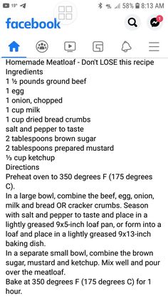 the recipe is displayed on an iphone screen