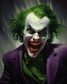 a painting of the joker with green hair