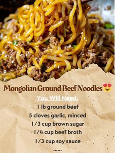 the recipe for this beef noodle dish is shown