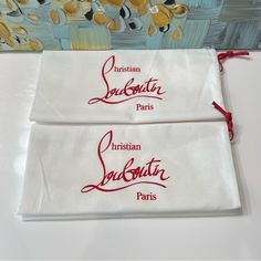 New Authentic Christian Louboutin Paris Storage Bag / Dust Bag - Pair Of 2 Brand New, Never Used Received With My Cl Loubishark Sneakers! Size Is About 14” X 9.5” For Storage And To Protect Your Possessions From Dust Including Crossbody, Clutch, Shoulder Bag, Purse, Handbags, Sneakers, Shoes, Heels, Boots, Etc Bold Vivid Red Signature Logo Print Drawstring Cord Closure Pet And Smoke Free Home. No Returns Designer White Bags As Gifts, Designer White Bags For Gifts, Louboutin Bags, Heels Boots, Crossbody Clutch, Printed Drawstring, Sneakers Shoes, Signature Logo, Shoes Heels Boots