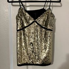 New With Tags Gold Sequin Top. Mesh Detailing. Size Xxs Fitted Sequin Top For Going Out, Gold Tops For Date Night And Party Season, Gold Sequin Top, Gold Sequin, Sequin Top, J Crew, Sequin, Top Brands, Womens Tops