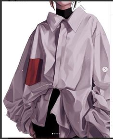 a drawing of a person wearing a shirt and tie with red patches on their sleeves