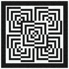 an abstract black and white pattern with squares in the shape of rectangles, which appear to be interlocked