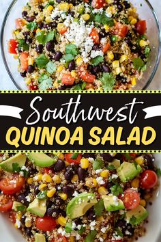 southwest quinoa salad with black beans, corn and avocado