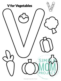 the letter v is for vegetables coloring page