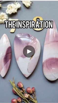 three pieces of pink and white marble sitting on top of each other with the words, thenspiration