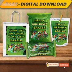 the happy birthday bag is next to some bags