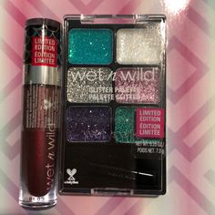 Ethereal Glitter Palette And Harbor A Crush Liquid Catsuit Metallic Matte Lipstick. Nwt Glitter Palette, Wild Makeup, Wet N Wild Makeup, Swag Makeup, Makeup Tut, Cool Makeup Looks, Fancy Makeup, Makeup Tattoos, A Crush