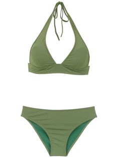 Green plain bikini set from Amir Slama featuring a back lace up fastening. Green Bathing Suits, Green Swimwear, Green Plain, Green Swimsuit, Cute Bathing Suits, Cute Swimsuits, Cute Bikinis, Beach Wears, New Outfits